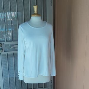 Chico's White Long-Sleeve Crewneck Top